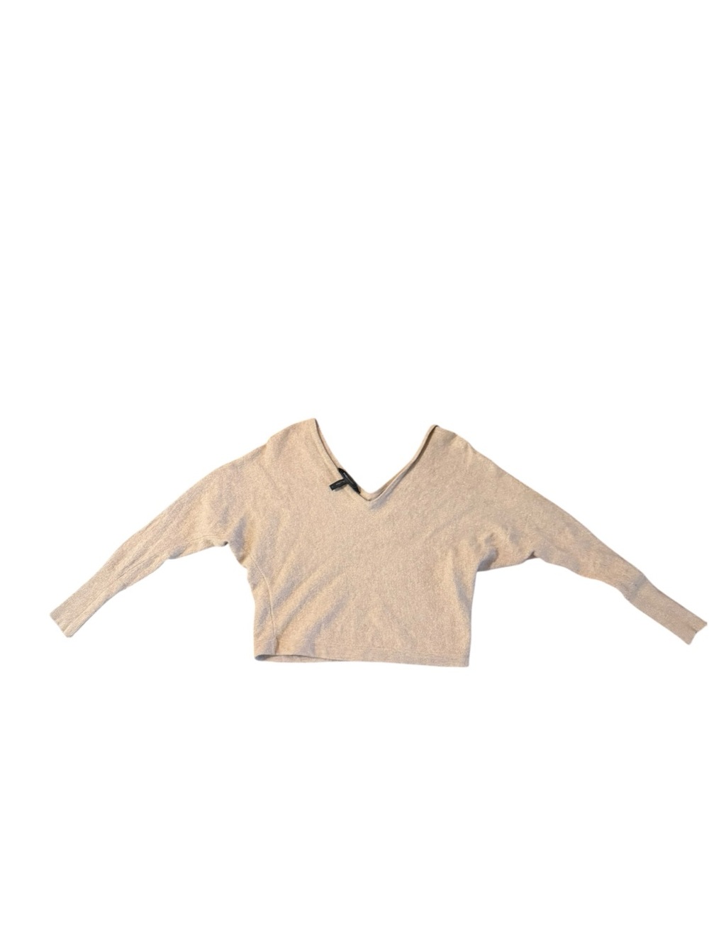 BCBGMAXAZRIA Pumice Wool Cashmere Blend V Neck Cropped Dolman Sweater Women's S